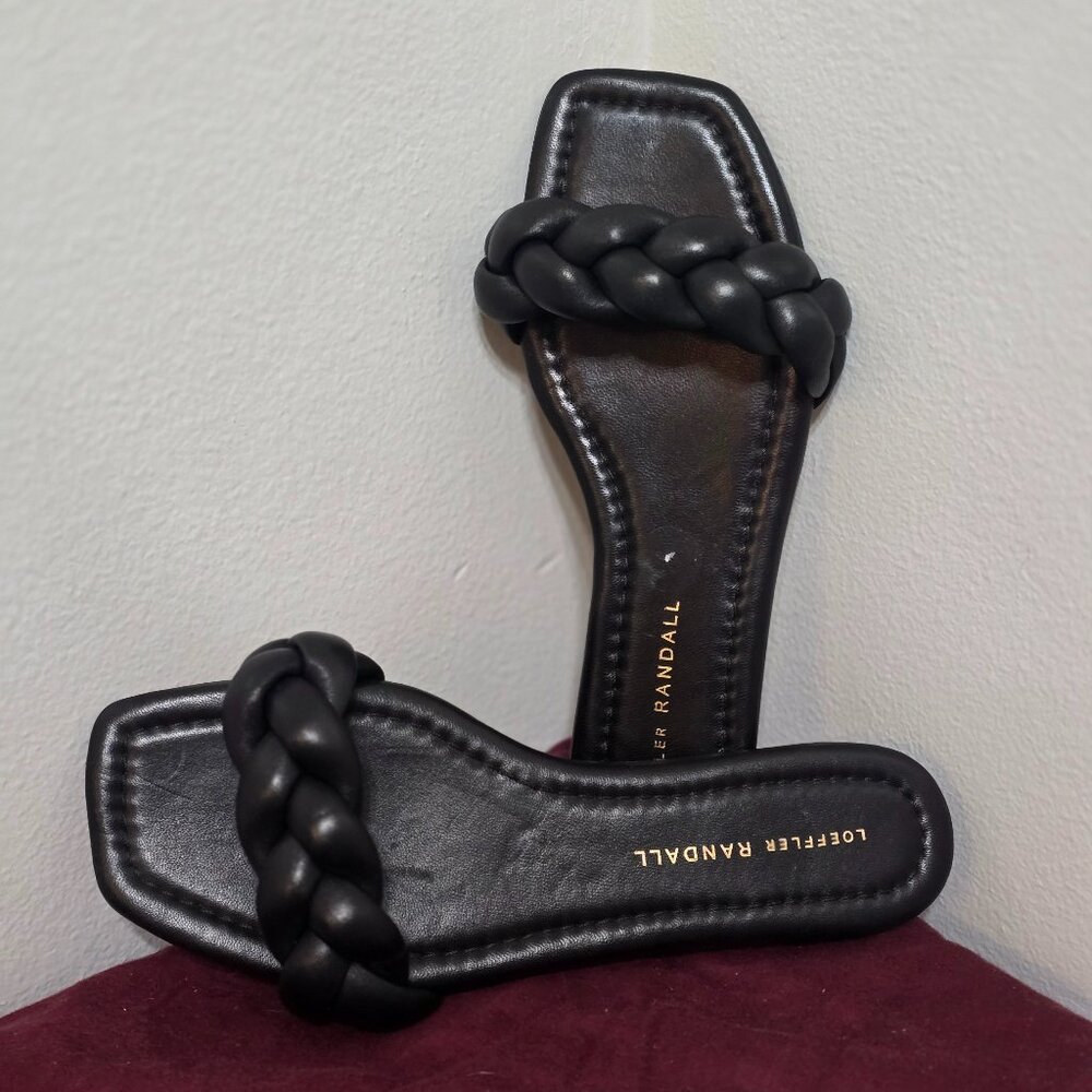 Loeffler Randall Braided Bond Flat Sandal in Black Size US Womens 6.5 B
